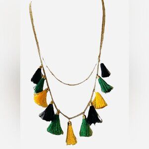 Mardi Gras Tassel Necklace with Gold Chain